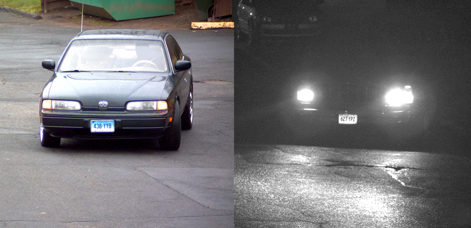 Visible (Left) and NIR (Right) imaging to support Day/Night LPR