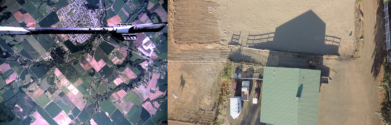 Theia Lens Aerial Imaging from 45 (R) and 4000 ft (L)